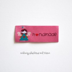 Étiquette "handmade" ange rose
