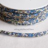 Cordon Frou-Frou fleuri écru/bleu - 140 cm
