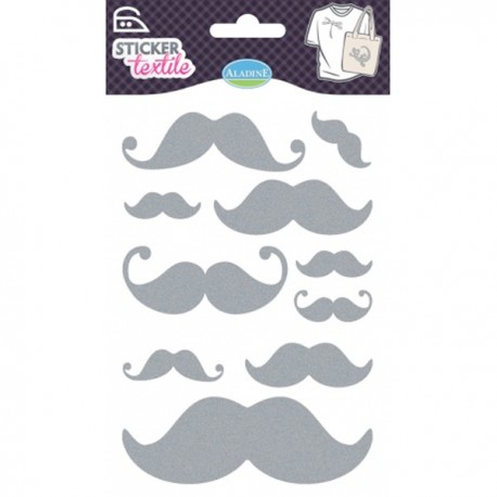 Sticker textile moustaches glitter