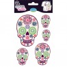 Sticker textile têtes de mort fleuries
