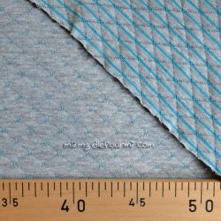 Matelassé double face gris/turquoise