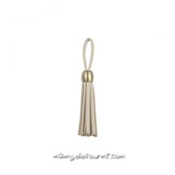 Pompon franges cuir écru