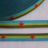 Ruban rayé vert/turquoise à étoiles