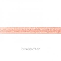 Biais élastique préplié scintillant rose saumon-16 mm