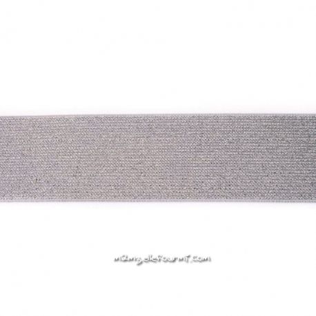 Élastique 50 mm lurex argent gris 