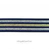 Élastique 40 mm rayé lurex or/argent marine