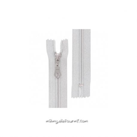 Fermeture lurex argent non séparable spiralée