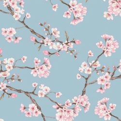 Viscose stretch cherry blossom ciel
