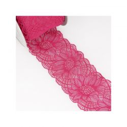 Dentelle élastique 100 mm fleurs fuchsia