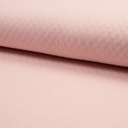 Jersey matelassé coton rose pâle