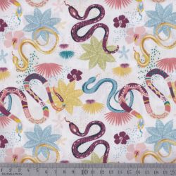 Coton bio kauai serpents blanc/purple