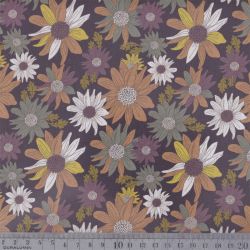 Coton bio igel fleurs multi brun