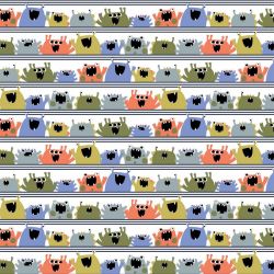 Dernier coupon 75 cm - Popeline bio monsters blanche