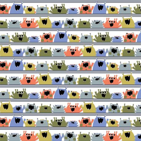 Popeline bio monsters blanche