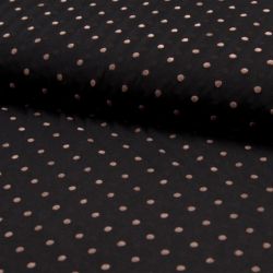 Tulle stretch plumetis noir/vieux rose