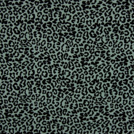 Jersey velours bio léopard dusty green