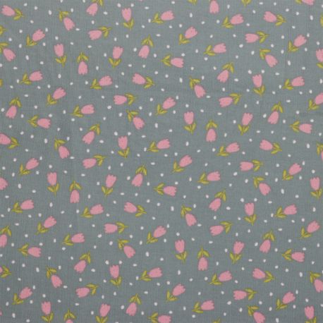 Velours milleraies sweet flowers gris