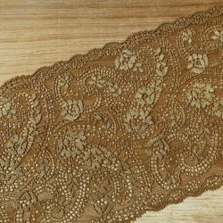 Dernière coupe 170 cm - Dentelle de Calais 18 cm tabac fleurs 