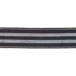 Élastique rayé noir/argent - 30 mm