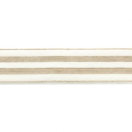 Élastique rayé blanc/or - 30 mm