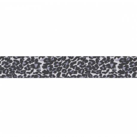 Biais élastique préplié léopard gris-25mm