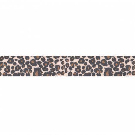 Biais élastique préplié léopard marron-25mm