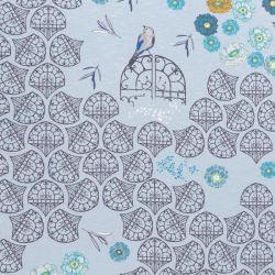 Jersey flammé viscose in the garden bleu ciel