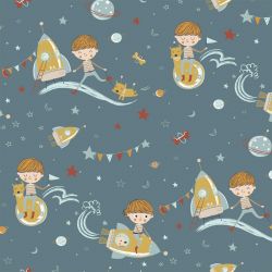 Popeline bio prince in space gris