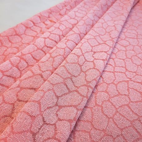 Tissu dentelle stretch mosaïque rose