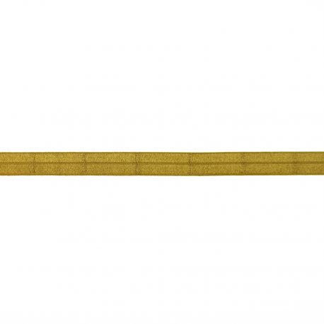 Biais élastique préplié brillant brun doré-15mm