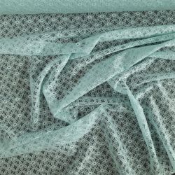 Dernier coupon 95 cm - Tulle stretch fleurettes aqua