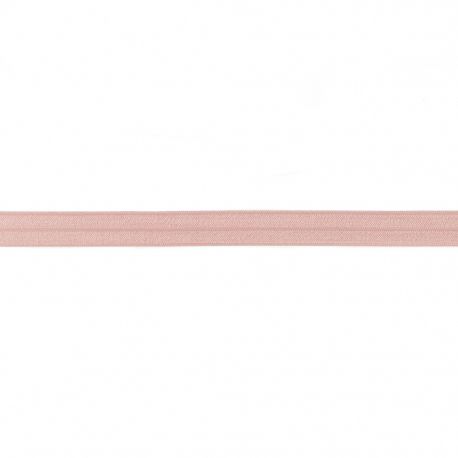 Biais élastique préplié brillant rose poudré-15mm