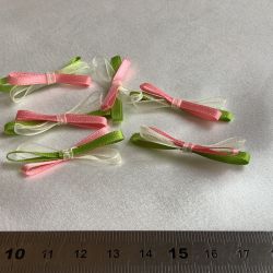 Déco nœud triple rose/vert/écru