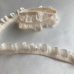 Élastique volanté coton beige rosé - 180 cm 