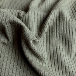 Jersey viscose côtes fines kaki