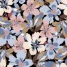 Jersey coton/modal flowers noir/bleu