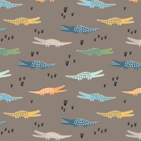 Molleton crocodiles taupe