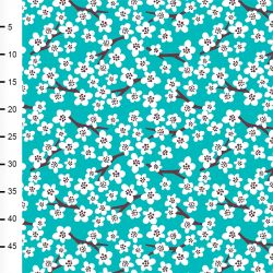 Dernier coupon 40 cm - Jersey bio cherry blossom turquoise