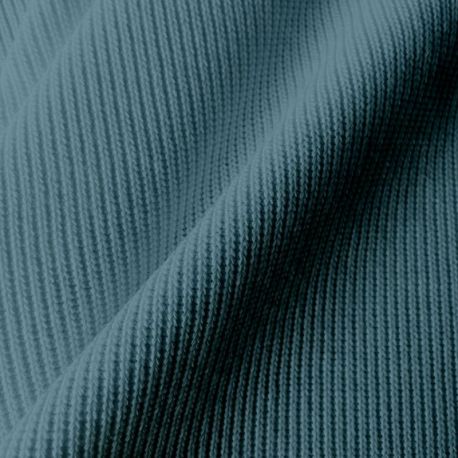 Maille coton côtelée denim