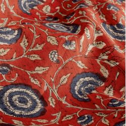 Voile de coton fleurs rouge