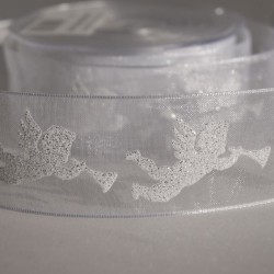 Ruban organza anges argent