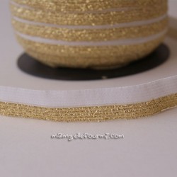 Biais élastique glitter bicolore blanc/or